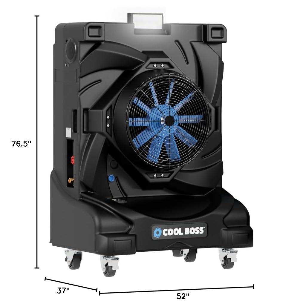 BendPak Cool Boss CoolBlast Evaporative Air Cooler, 80-Gallon Tank, 10,645 CFM, Covers 2,125 Sq. Ft., Remote Control, HDPE Housing, Built-in Timer, Indoor/Outdoor Use for Garage, Patio, Commercial - Image 10