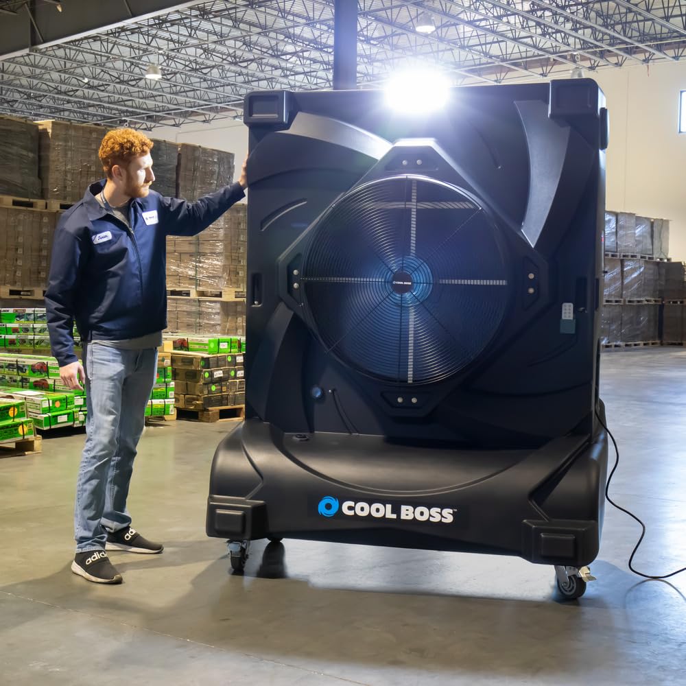 BendPak Cool Boss CoolBlast Evaporative Air Cooler, 80-Gallon Tank, 10,645 CFM, Covers 2,125 Sq. Ft., Remote Control, HDPE Housing, Built-in Timer, Indoor/Outdoor Use for Garage, Patio, Commercial - Image 3