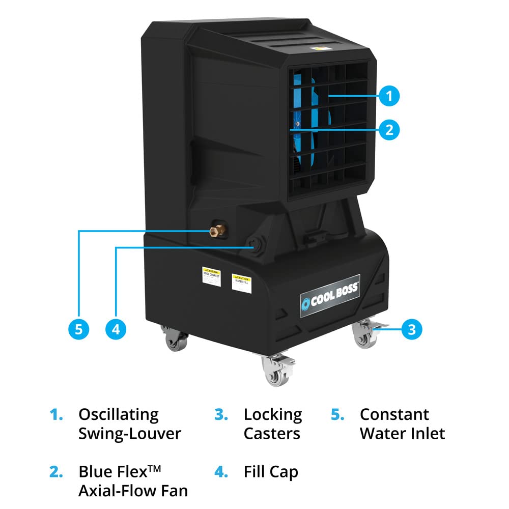 BendPak Cool Boss Evaporative Air Cooler, 50-Gallon Auto-Refill Reservoir, 7,540 CFM, Covers 4,150 Sq. Ft., for Indoor/Outdoor, Patio, Garage, Commercial Use - Image 5