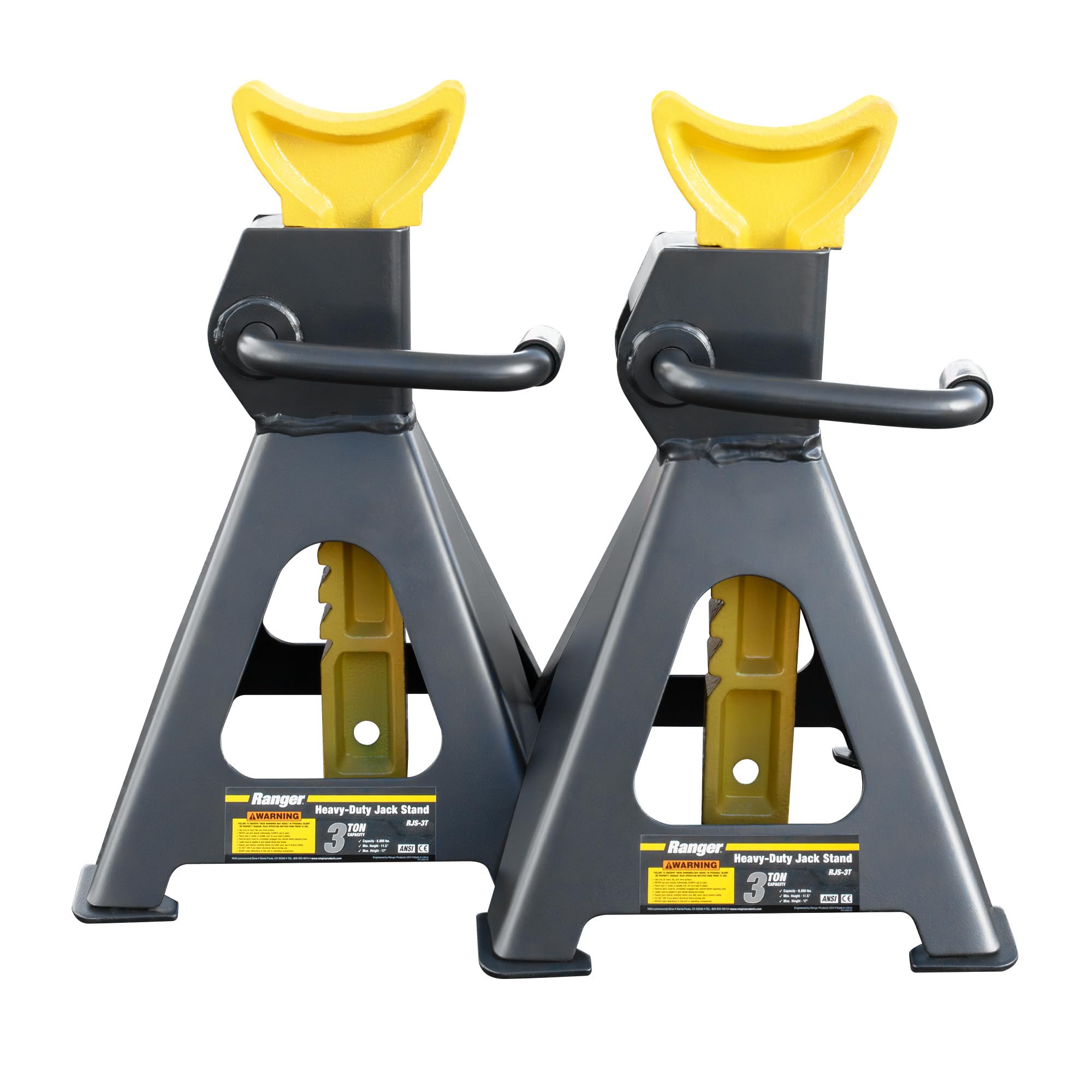 Ranger Jack Stands 6000lb Holding Capacity Heavy Duty Car/Vehicle/Automobile/Fleet Services Lifting Stand Set of Two Mechanic/Garage/Home/Shop